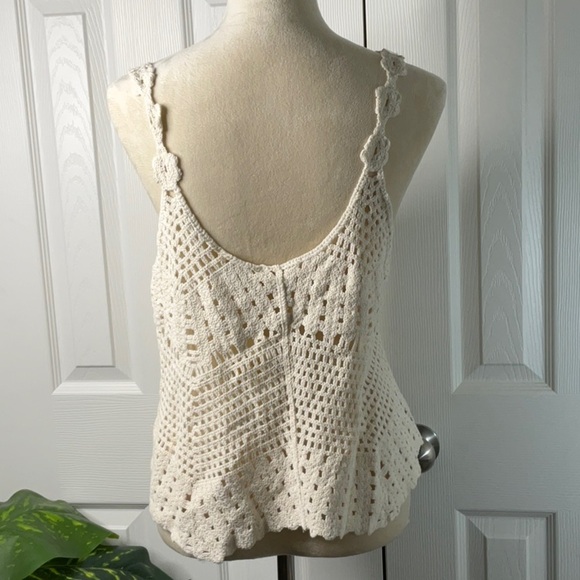 Rebellion Again - Crop Top Crotchet Open Knit Bohemian Ivory Size L - Picture 8 of 12